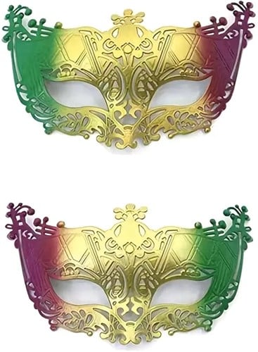Venetiaans masker Goud Rood Groen per stuk