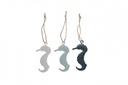 Hanger metaal Zeepaardje Seahorse 6.5 cm pak 9 stuks