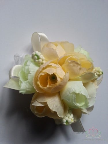 Polscorsage Roosje compact Creme met bandje van elastisch Kant klaar