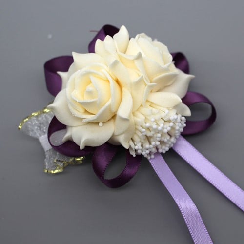 Polscorsage Elastisch Creme Deep Purple klaar