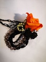 Maatwerk Corsage Oranje Zwart Goud passend bij 022542