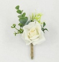 Luxe Corsage Zijden bloemen Wit Groen Boutonnière op pinclip met speld