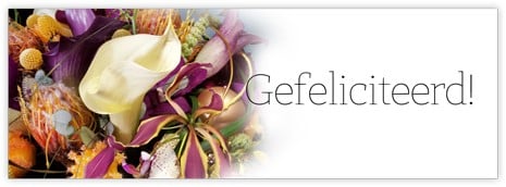 Bloemenkaartje Gefeliciteerd! kaartje voor bloemstukken en boeketten