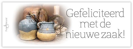 Bloemenkaartje Gefeliciteerd met de nieuwe zaak! kaartje voor bloemstukken en boeketten