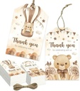 Bloemenkaartjes Thank you for celebrating Beertje in ballon set van 50 cadeaulabels met touwtje