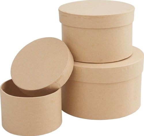 Bloemendoos Rond Bruin set 3 maten