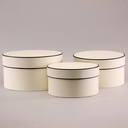 Ronde Bloemendozen Crème-Brown trim set van 3