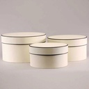 Ronde Bloemendozen Crème-Brown trim set van 3
