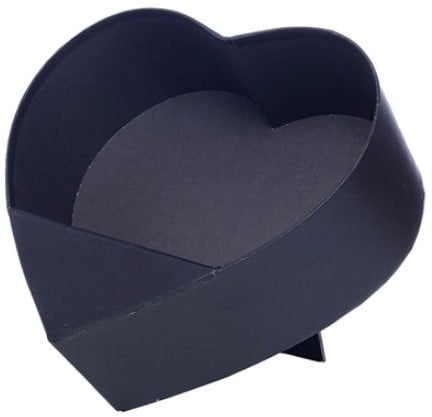 Bloemendoos Zwart hartvorm karton met standaard staand open flowerbox cadeau doos 24.5 cm