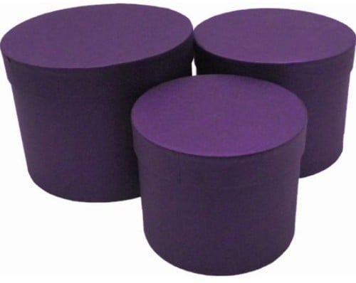 Bloemendoos Set van 3 rond Paars flowerbox cadeau doos