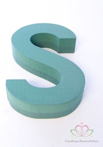 Letter S 30 x 20 cm steekschuimvorm oase voor verse bloemen