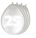Ballon getal 25 metallic Zilver 30 cm 8 stuks