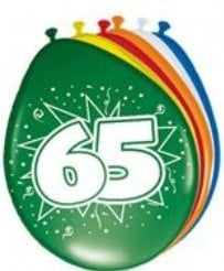 Ballon 65 jaar 30 cm 8 stuks