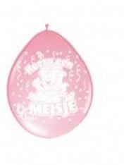 Ballon Hoera een Meisje 30 cm 8 stuks