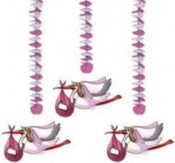 Hangdecoratie Ooievaar Meisje 3 stuks
