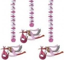 Hangdecoratie Ooievaar Meisje 3 stuks