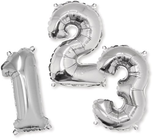 Folieballon Cijfer 9 Zilver 40 cm