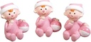 Polyresin Baby Meisje Babyroze 3x2,5 cm box 3 stuks