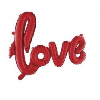 Folieballon tekst Love Rood 100x68 cm zakje 1