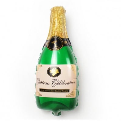FolieBallon Champagnefles 45cm Met stok