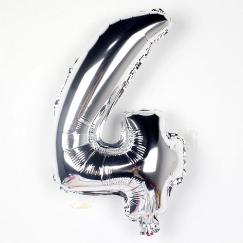 Folieballon met stok Cijfer 3 Zilver 34 cm
