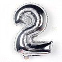 Folieballon met stok Cijfer 1 Zilver 34 cm