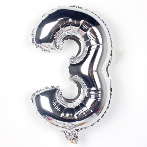 Folieballon met stok Cijfer 2 Zilver 34 cm