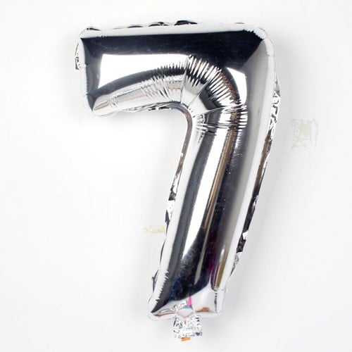 Folieballon met stok Cijfer 6 Zilver 34 cm
