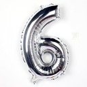 Folieballon met stok Cijfer 5 Zilver 34 cm