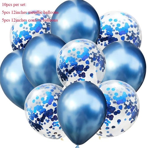 Ballonnen gemengd Blauw met confetti verjaardagsfeestje babyshower