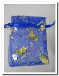 Cadeauzakje giftbag Organza I Love You Blue 7x9 cm