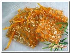Cadeauzakje giftbag Organza Oranje Goud 7x9 cm
