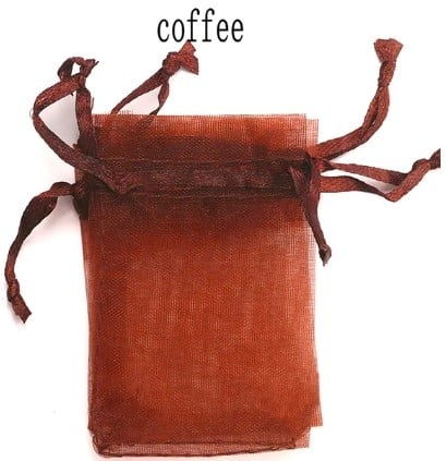 Cadeauzakje giftbag Organza Coffee 9x12 cm