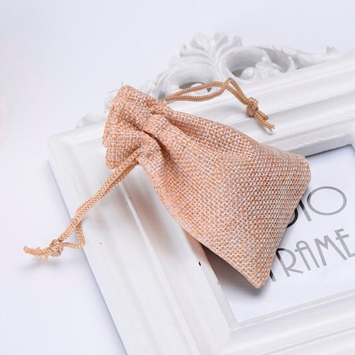 Cadeauzakje giftbag Bruin Linnen Jute 7x9 cm pak ca. 50 stuks