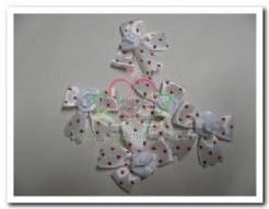 Satijn roos strik Wit Pretty Polka Dot 5 stuks