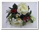 Mini boeketje Zijden Roos Wit/Rood Hortensia per stuk