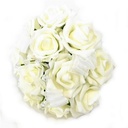 Bruidsmeisjesboeketje met organza strikjes 11head Ivory S 