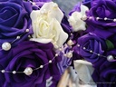 Bruidsboeket foam+zijdenrozen Sharon Paarstinten+creme+lint 