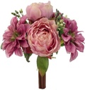 Handgebonden Zijden 30cm Pioen en Dahlia Mauve Low Budget Boeket Rozen
