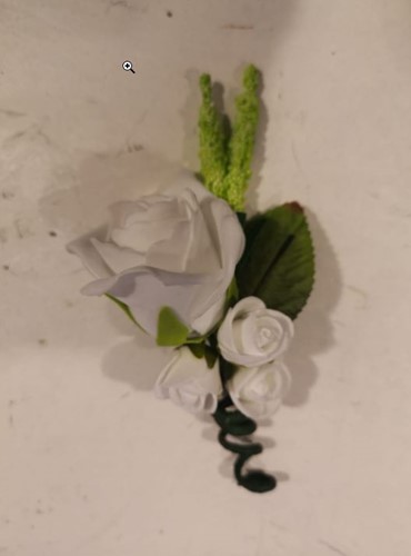 Corsage Roos Wit met Groen CLR425 Maatwerk