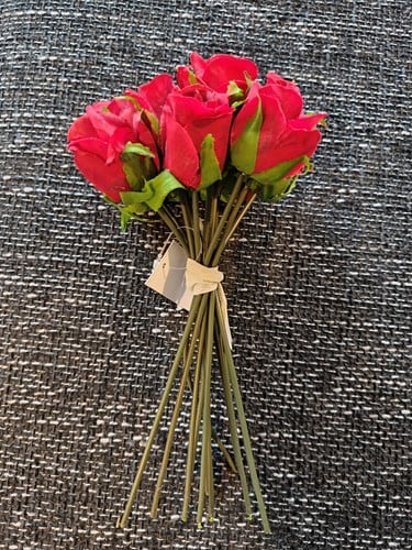 Valentijnboeketje Zijden Roos Warmrood 25 cm 14 stuks Bundel