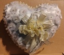 Kussen Off White Ivory Trouwringkussen 20 cm Hart Parels en Bloemetjes