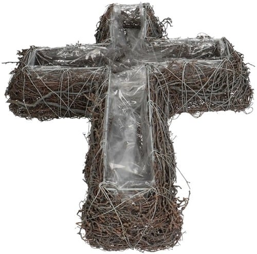 Planter Kruis Salim Naturel met folie 40x30 cm