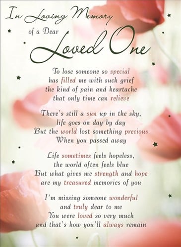 Rouwkaart herdenkingskaart ILM of a Dear Loved One 16.5 x 12 cm 