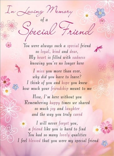 Rouwkaart herdenkingskaart ILM of a Special Friend 16.5 x 12 cm 