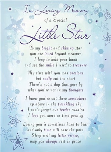 Rouwkaart herdenkingskaart ILM of a Special Little Star 16.5 x 12 cm 