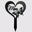 Grafdecoratie Herdenkingsplaatje hart en vlinder Forever in our hearts Mom op steker