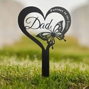 Grafdecoratie Herdenkingsplaatje hart en vlinder Forever in our hearts Dad op steker