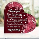 Hart van Epoxy Rood met Bloemen Thank you for listning, for guidance.. 10*1 cm Persoonlijk aandenken