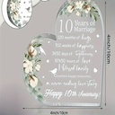Hart van Epoxy met Bloemen Huwelijksjubileum 10 jaar getrouwd 10*1 cm Persoonlijk aandenken, huwelijksaandenken